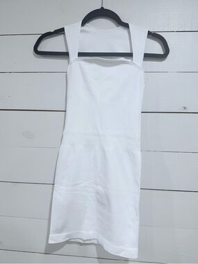 White Ribbed Tank Mini Dress
